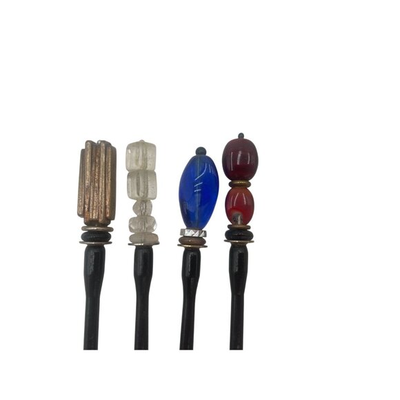 Set Of 4 Vintage Hair Sticks With Beaded Tips To Glam Up Your Bun Or Channel You - Picture 4 of 5